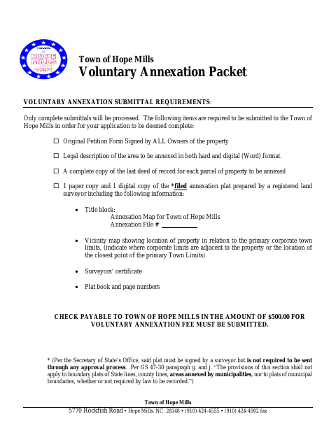 First page of the Voluntary Annexation Petition