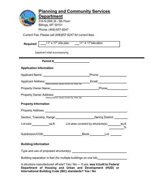 First page of the Zoning Compliance Application