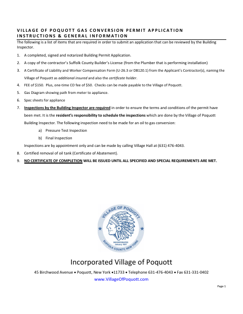 First page of the Gas Conversion Permit Application