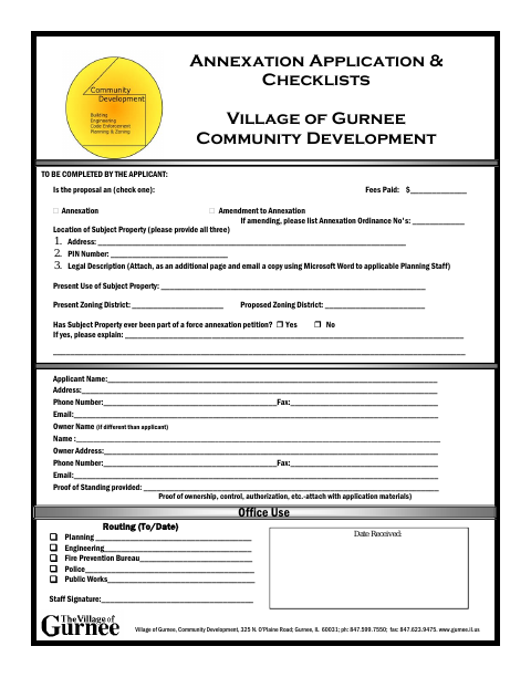 First page of the Annexation Application and Checklists