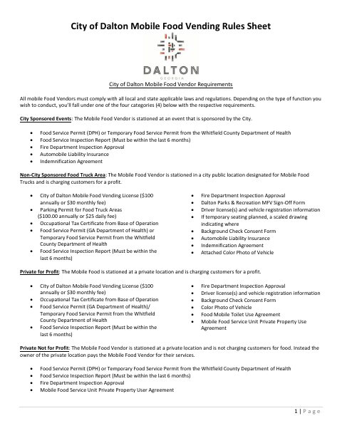 First page of the 2026 Mobile Food Vendor Application