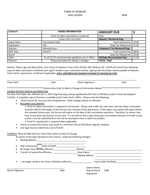 First page of the Dog License Application