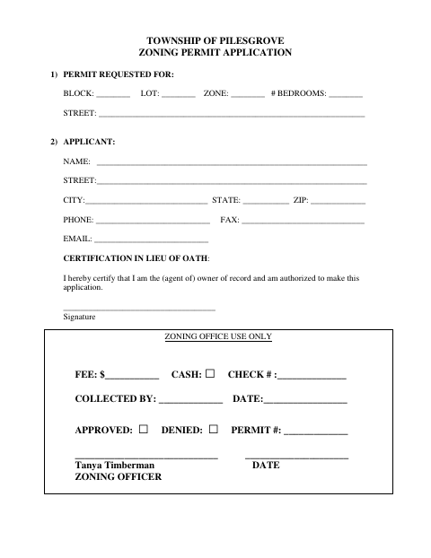 First page of the Zoning Permit Application