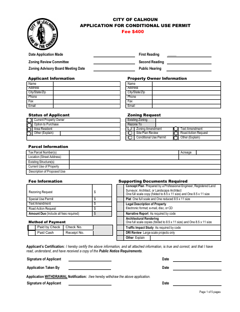 First page of the Application for Conditional Use Permit