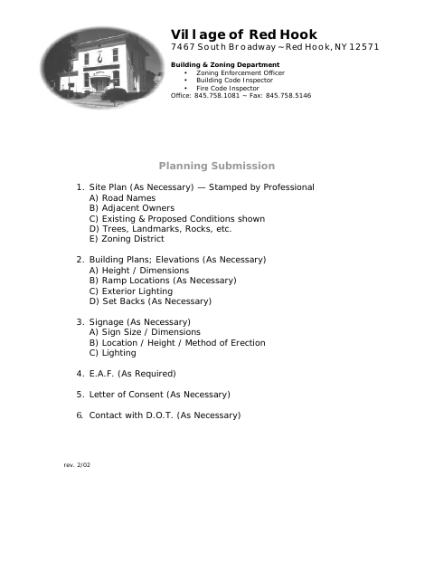 First page of the Planning Submission