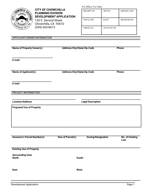 First page of the Development Application