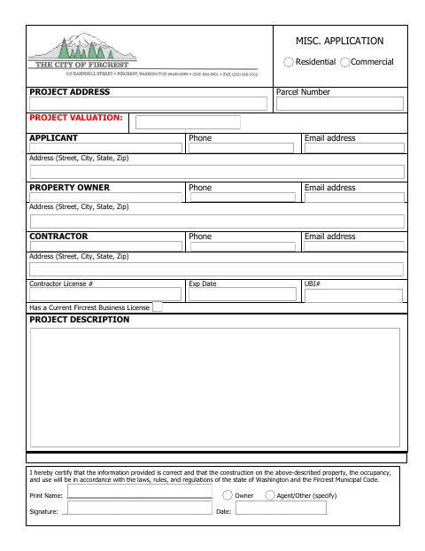 First page of the Misc. Application
