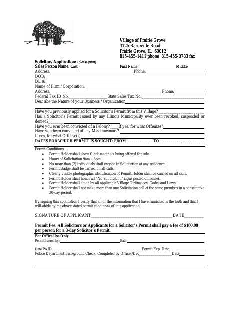 First page of the Solicitors Application