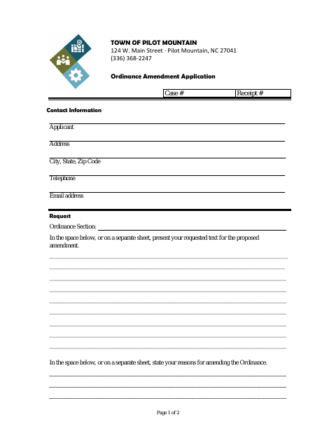 First page of the Ordinance Amendment Application
