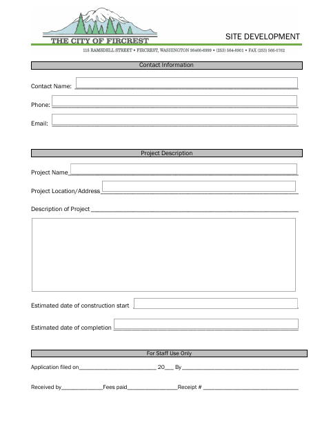 First page of the Site Development