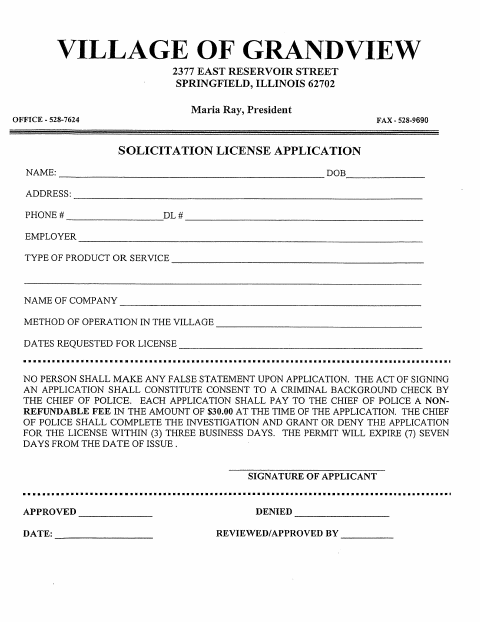 First page of the Solicitor’s License Application