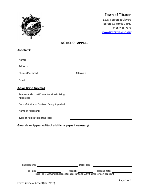First page of the Notice of Appeal