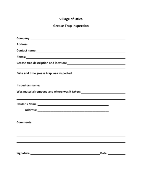 First page of the Grease Trap Inspection