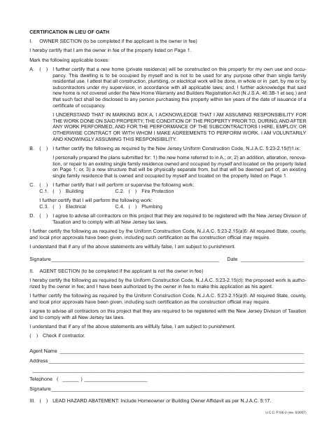 First page of the Construction Permit Jacket, Page 2