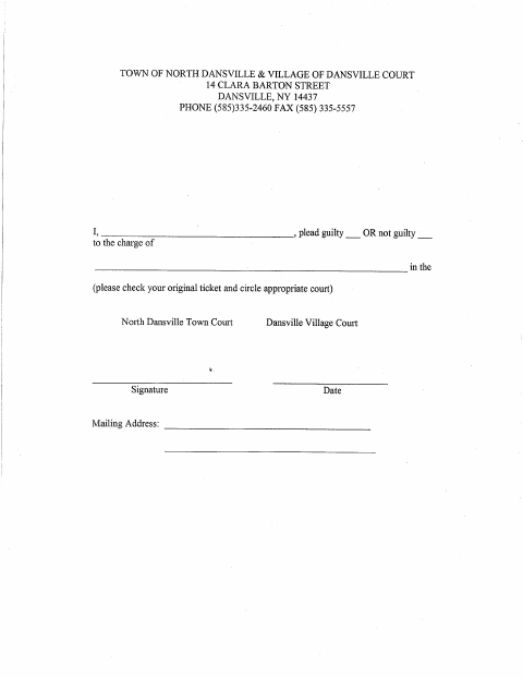 First page of the Court Plea by Mail Form