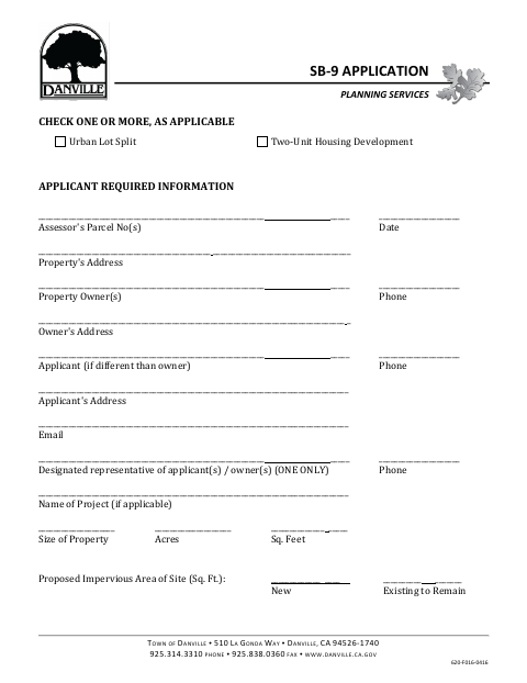 First page of the SB-9 Application Form