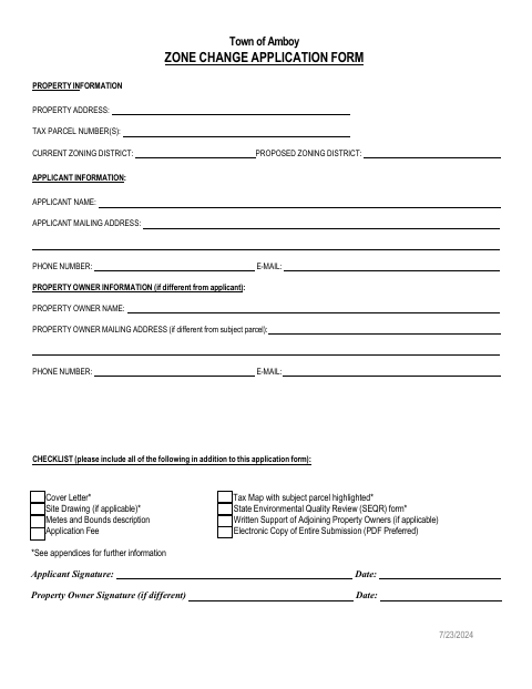 First page of the Zone Change Application
