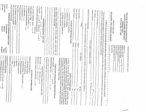 First page of the Building and Zoning Permit Application