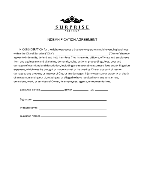 First page of the Indemnification Agreement