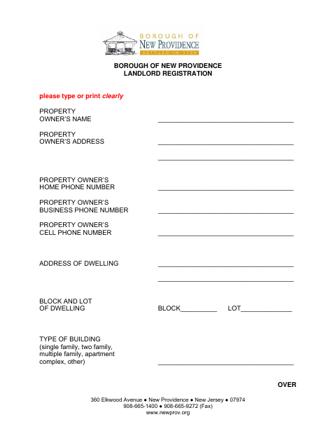 First page of the Landlord Registration