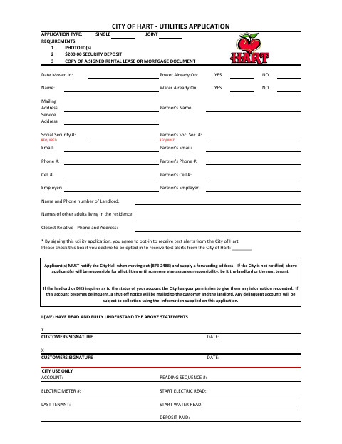 First page of the Utilities Application