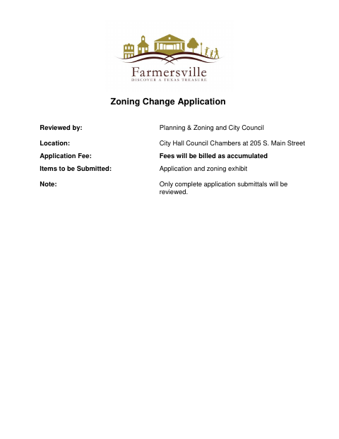 First page of the Zoning Change Application