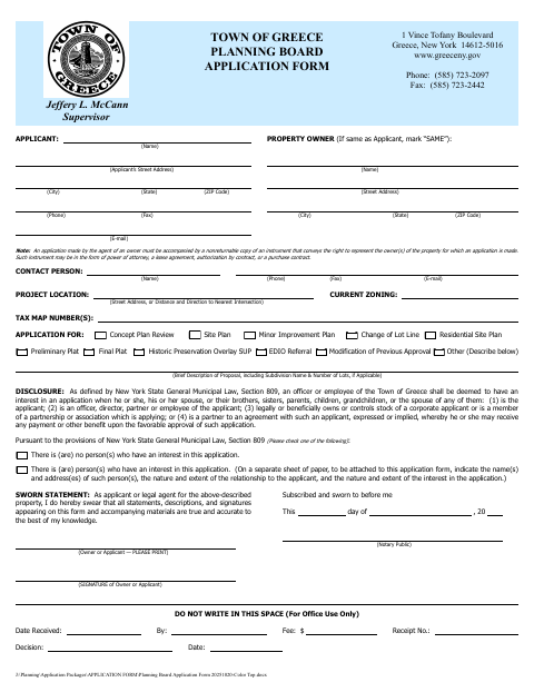 First page of the Change of Lot Line Application Package