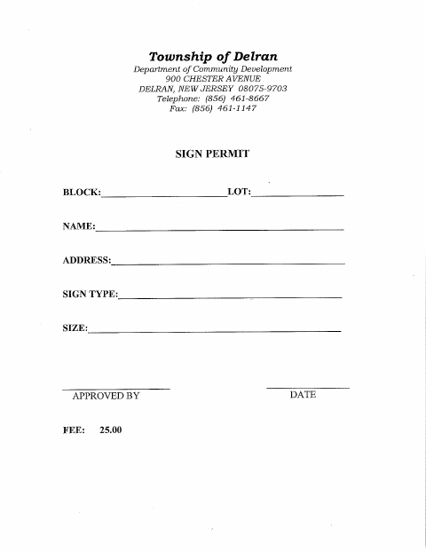 First page of the Sign Permit
