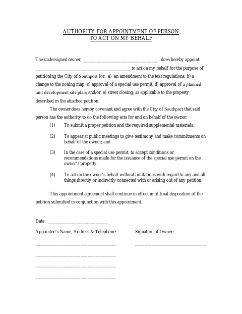 First page of the Authority for Appointment of Person to Act on My Behalf (Agent Authorization)
