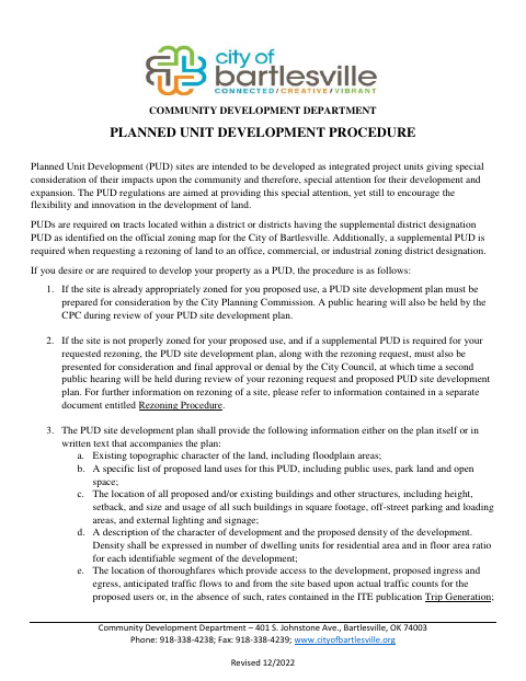 First page of the Planned Unit Development Application