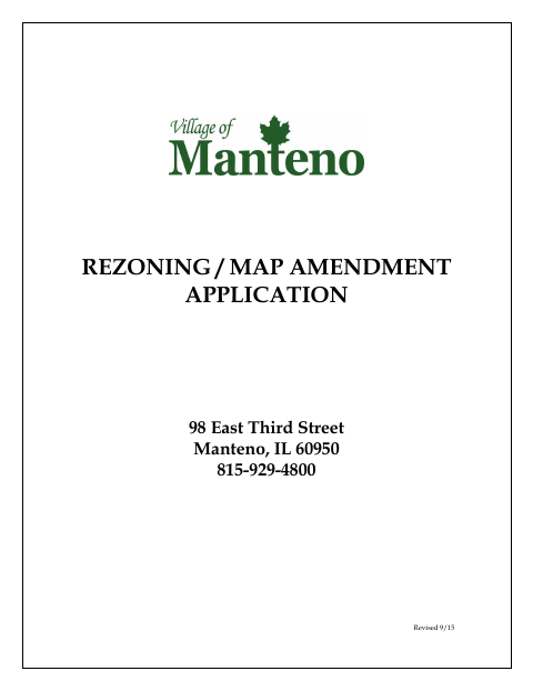 First page of the Rezoning Map Amendment Application