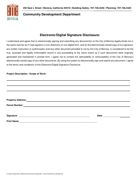 First page of the Electronic/Digital Signature Disclosure