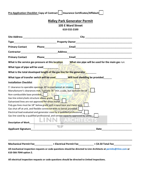 First page of the Generator Permit