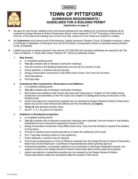 First page of the Application for Building Permit