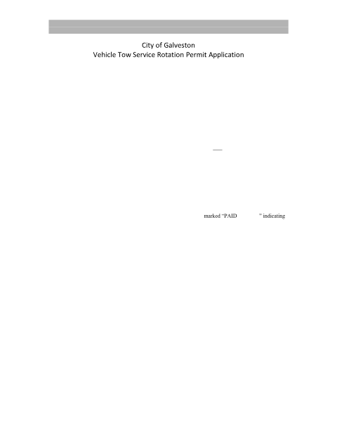 First page of the Vehicle Tow Service Rotation Permit Application