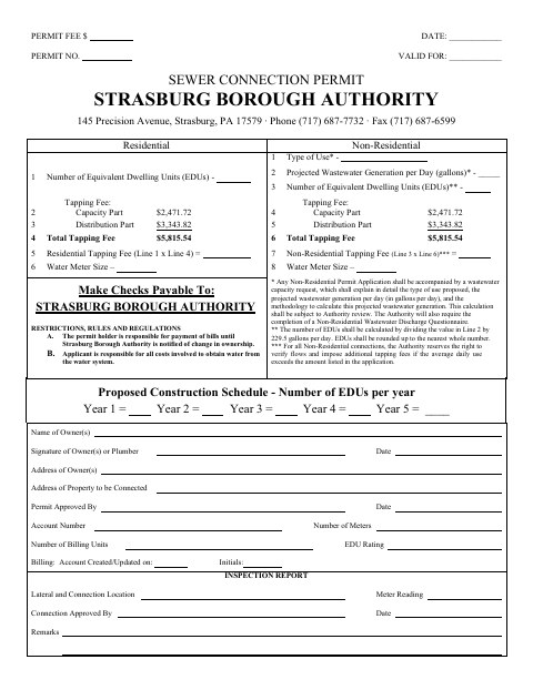 First page of the Sewer Connection Permit