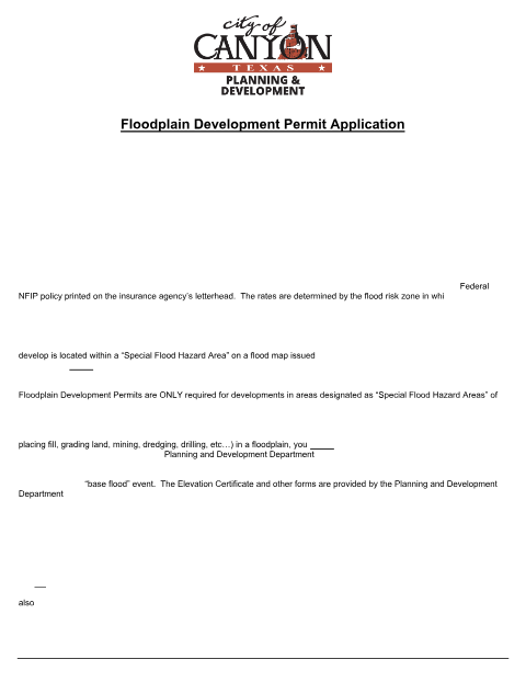 First page of the Floodplain Development Permit Application