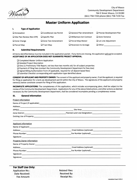 First page of the Precise Development Plan Application
