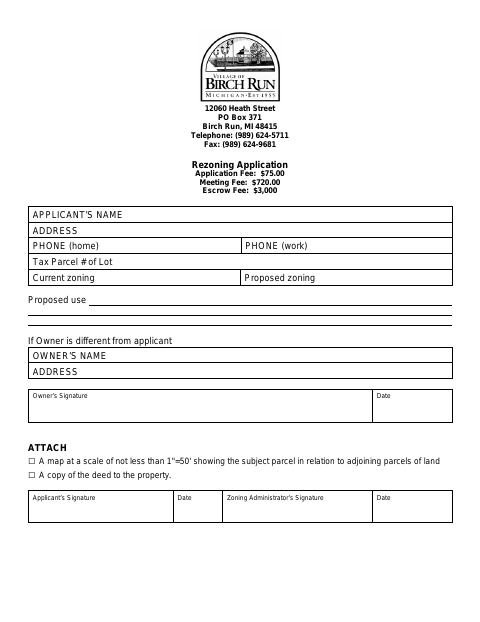 First page of the Rezoning Application