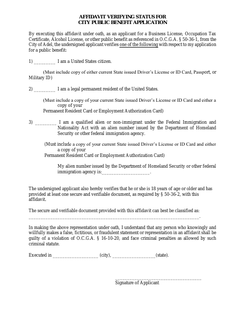 First page of the Citizenship Affidavit