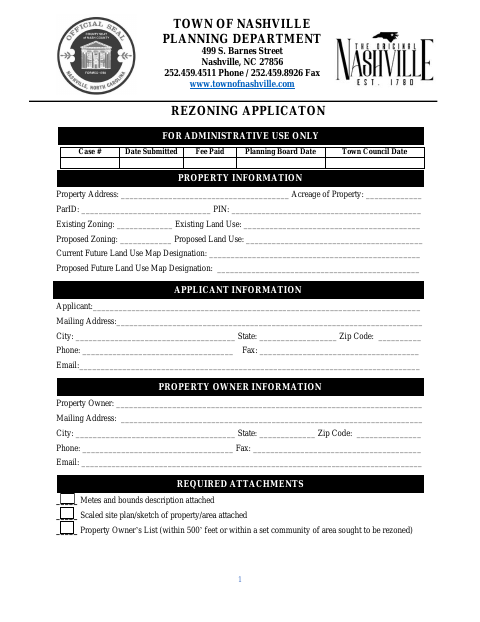 First page of the Rezoning Application