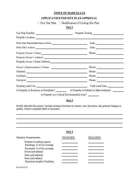 First page of the Site Plan Application