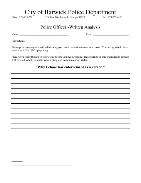 First page of the Police Officer Written Analysis