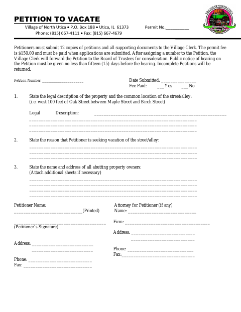 First page of the Petition to Vacate