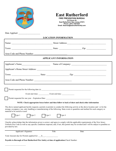 First page of the Fire Safety Permit
