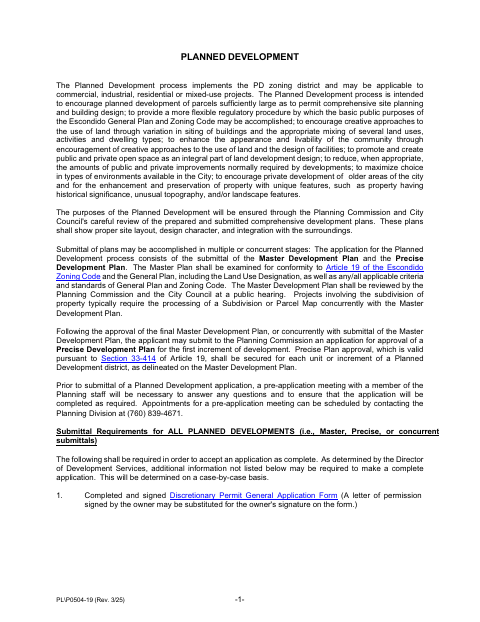 First page of the Planned Development