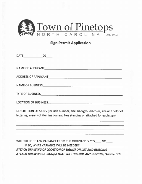 First page of the Sign Permit Application