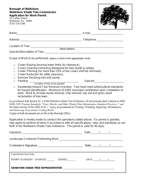 First page of the Shade Tree Work Permit Application