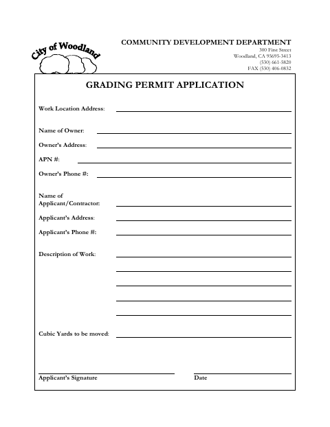 First page of the Grading Permit Application
