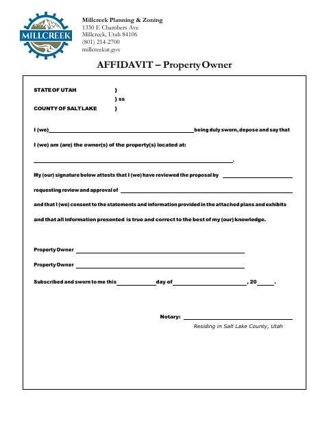 First page of the Property Owner Affidavit